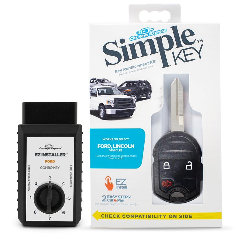 Car Keys Express مفتاح بسيط، جهاز تحكم عن بعد للمفتاح ومبرمج مفاتيح بأزرار 3، مجموعة استبدال المفتاح، مبرمج مفتاح بسيط لمركبات فورد، لينكولن، ميركوري، ومازدا المختارة - Image 1